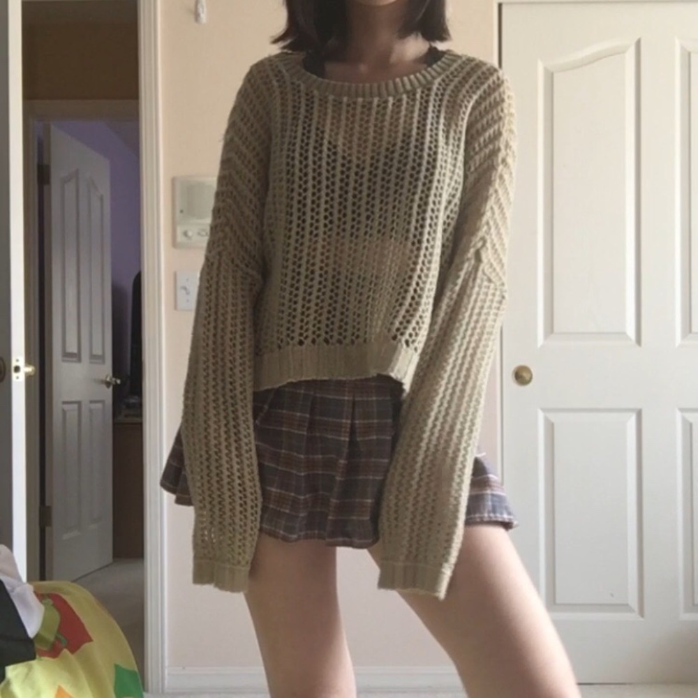 Beige fishnet sweater